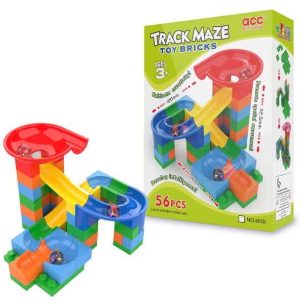 Building brick marble run track 56pc with box Building brick marble run track 56pc with box