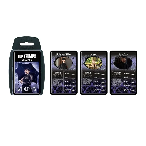 Wednesday Top Trumps Card Game-open Wednesday Top Trumps Card Game-open